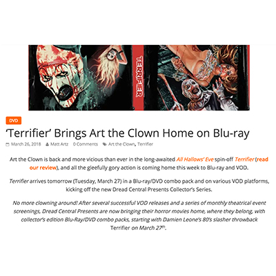 ‘Terrifier’ Brings Art the Clown Home on Blu-ray